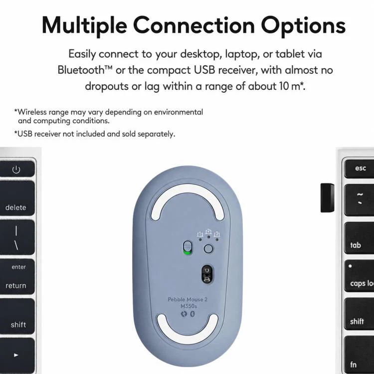 Logitech PEBBLE 2.0 M350S 4000DPI Ultra-Thin Dual-Mode Wireless Bluetooth Mouse(Black) - Image 5