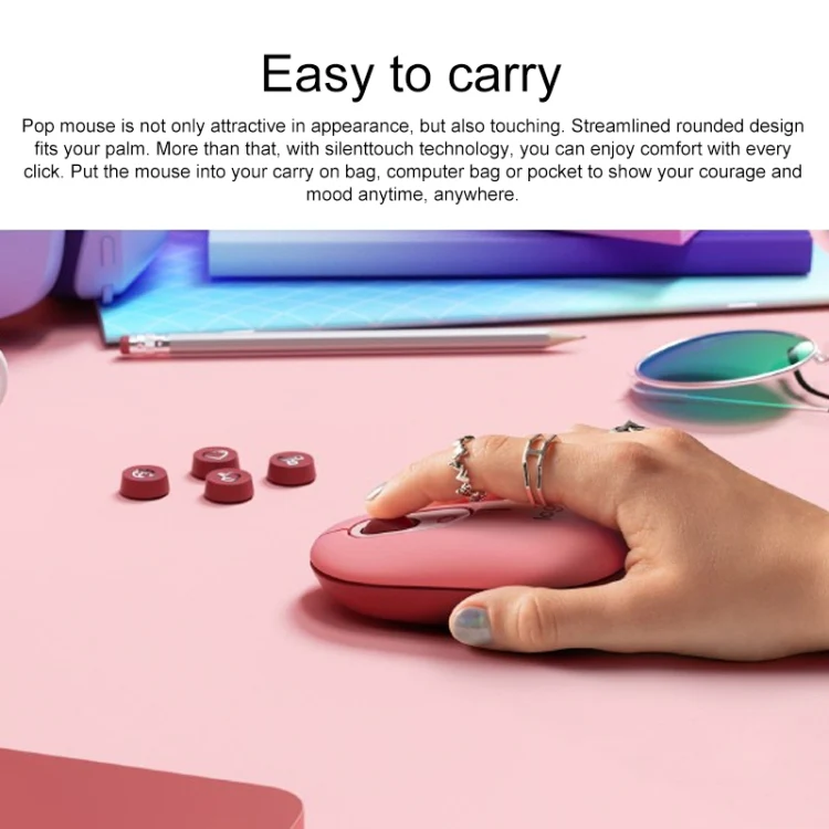Logitech Portable Office Wireless Mouse (Pink) - Image 6