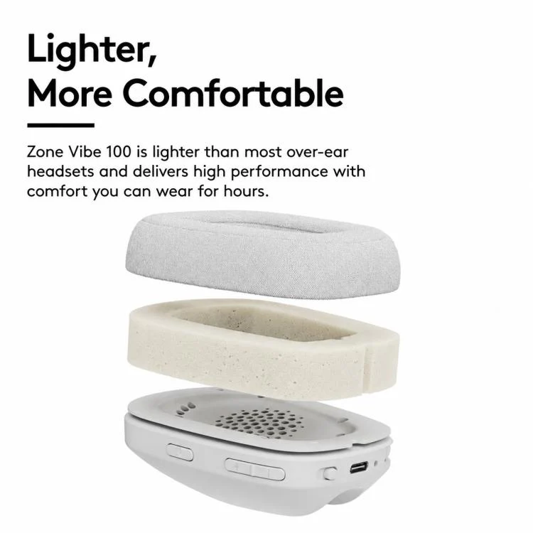 Logitech Zone Vibe 100 Wireless Gaming Headset with Mic(White) - Image 4