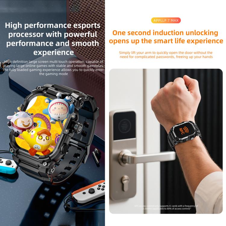 LOKMAT APPLLP 7 Max 4G Smart Watch, 1.58 inch SC8541E Quad Core, 3GB+32GB, Android 8.1, Video Call , Heart Rate(Black) - Image 11
