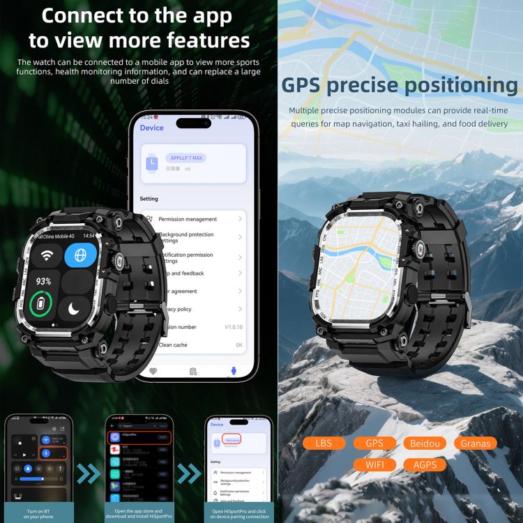LOKMAT APPLLP 7 Max 4G Smart Watch, 1.58 inch SC8541E Quad Core, 3GB+32GB, Android 8.1, Video Call , Heart Rate(Black) - Image 15