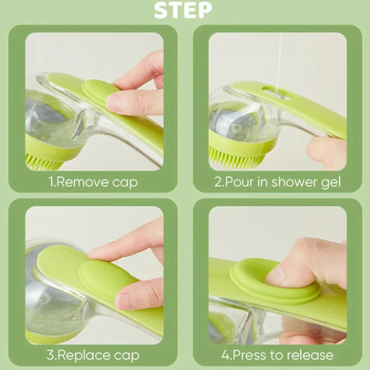 Long Handle Pet Bathing Brush Silicone Dogs Cats Cleaning Massage Brush Grooming Comb, Style: Coarse Teeth Green - Image 12