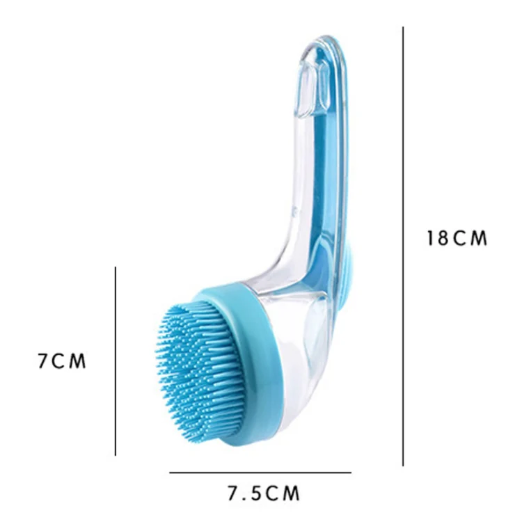 Long Handle Pet Bathing Brush Silicone Dogs Cats Cleaning Massage Brush Grooming Comb, Style: Coarse Teeth Green - Image 3