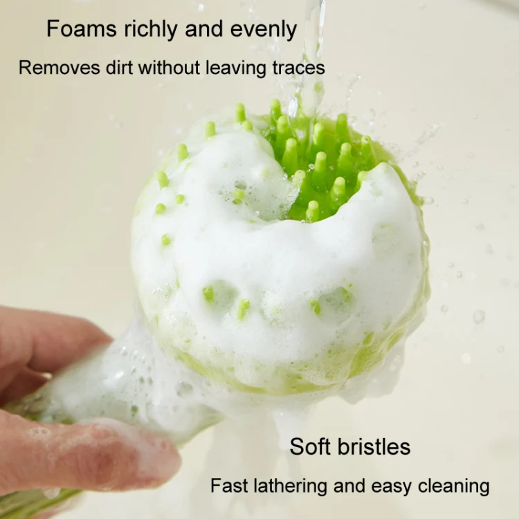 Long Handle Pet Bathing Brush Silicone Dogs Cats Cleaning Massage Brush Grooming Comb, Style: Coarse Teeth Green - Image 6