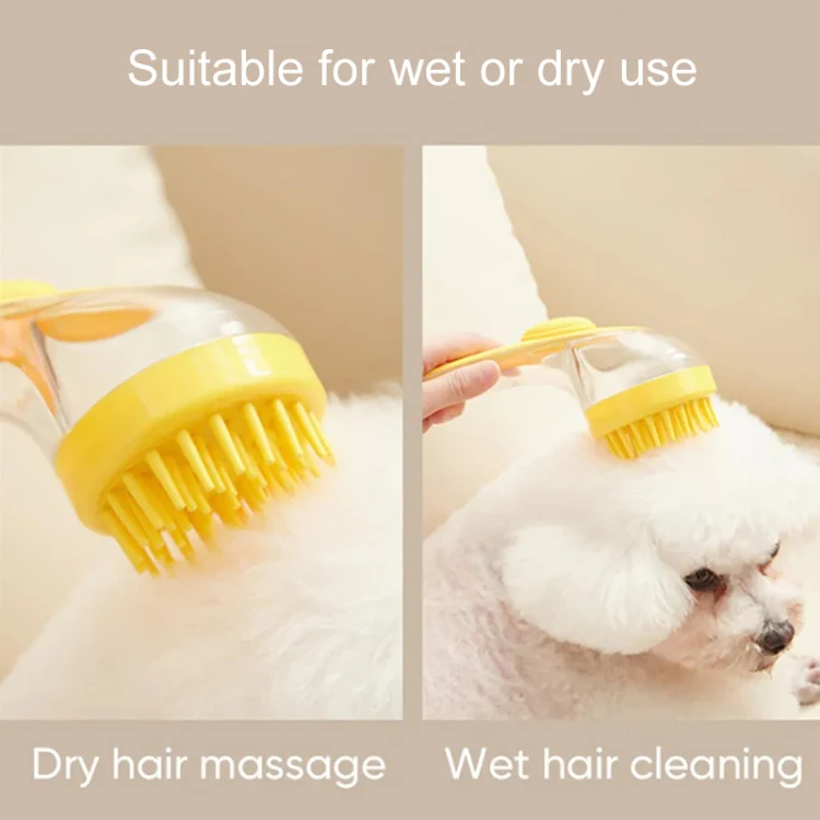 Long Handle Pet Bathing Brush Silicone Dogs Cats Cleaning Massage Brush Grooming Comb, Style: Coarse Teeth Yellow - Image 11