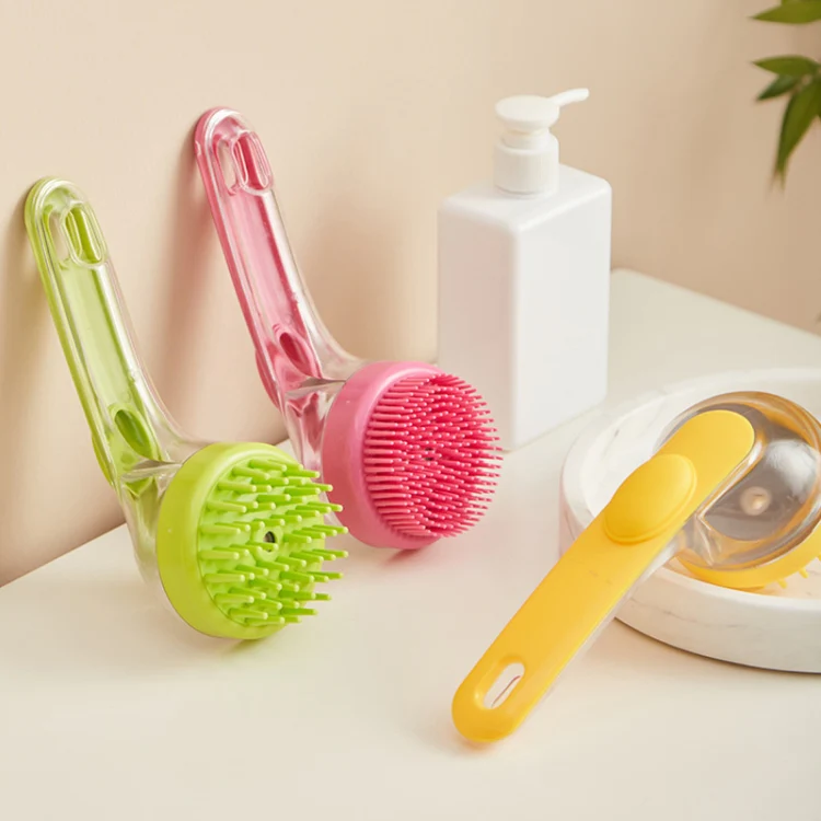 Long Handle Pet Bathing Brush Silicone Dogs Cats Cleaning Massage Brush Grooming Comb, Style: Coarse Teeth Yellow - Image 4