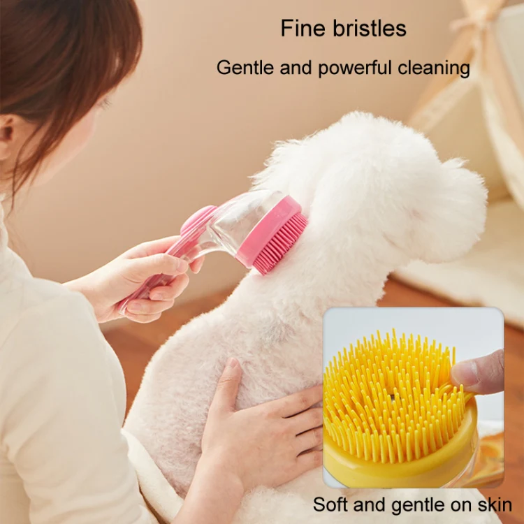 Long Handle Pet Bathing Brush Silicone Dogs Cats Cleaning Massage Brush Grooming Comb, Style: Coarse Teeth Yellow - Image 7