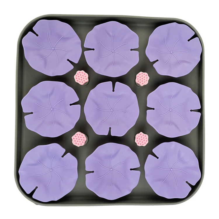 Lotus Leaf Silicone Pet Licking Pad Cats And Dogs Anti Choking Slow Eating Mat(Blue Purple)