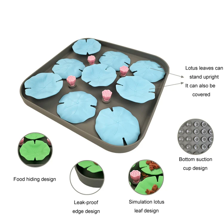Lotus Leaf Silicone Pet Licking Pad Cats And Dogs Anti Choking Slow Eating Mat(Light Blue) - Image 5