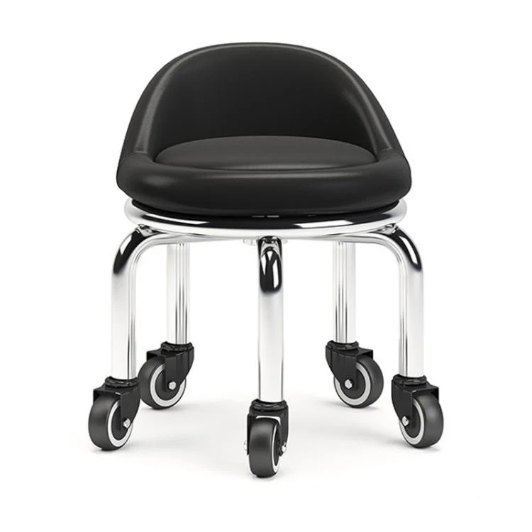 Low Rolling Stool with Wheels Small Swivel Roller Stool Backrest 32cm Bearing Wheels