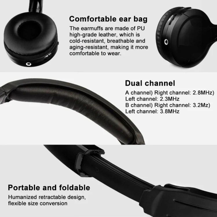 LPT03 Headset Wireless Infrared Dual/Single Channel Earphone (Black) - Image 3