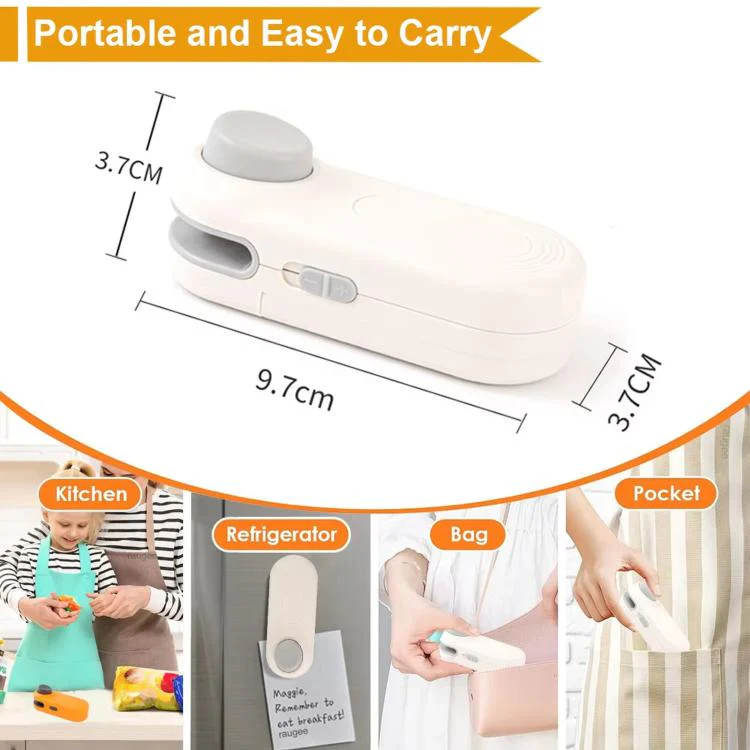 LsCook Mini Portable Snack Bag Sealer Compact Household Hand-Press Heat Sealer(White) - Image 3