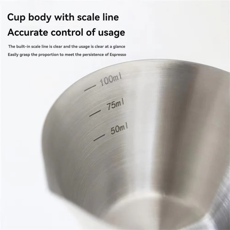 LsCook Thick 304 Stainless Steel 100ml Coffee Brewing Cup With Measurement Markings(Stainless Steel Natural Finish) - Image 5