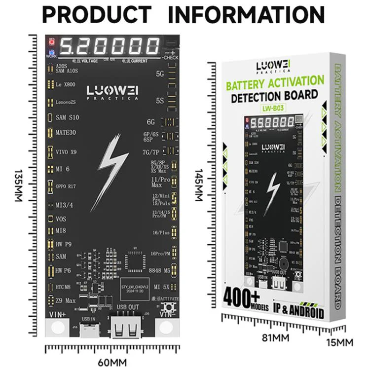 LUOWEI LW-B03 Battery Fast Charging Activation Board for iPhone/Android - Image 3