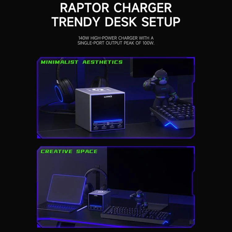 LUOWEI LW-U1 140W Raptor 8-Ports USB & Type-C Charger Station with Wireless Charging, Plug:EU Plug - Image 5