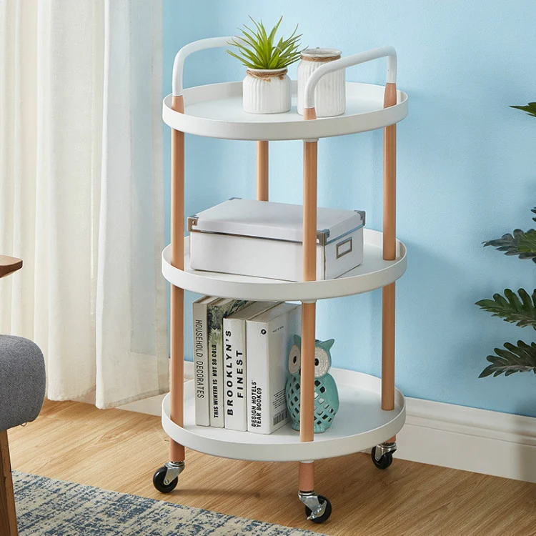 Luxury Movable Trolley Simple Kitchen Living Room Storage Tea Set Rack, Size:Three Layers(Athens White)