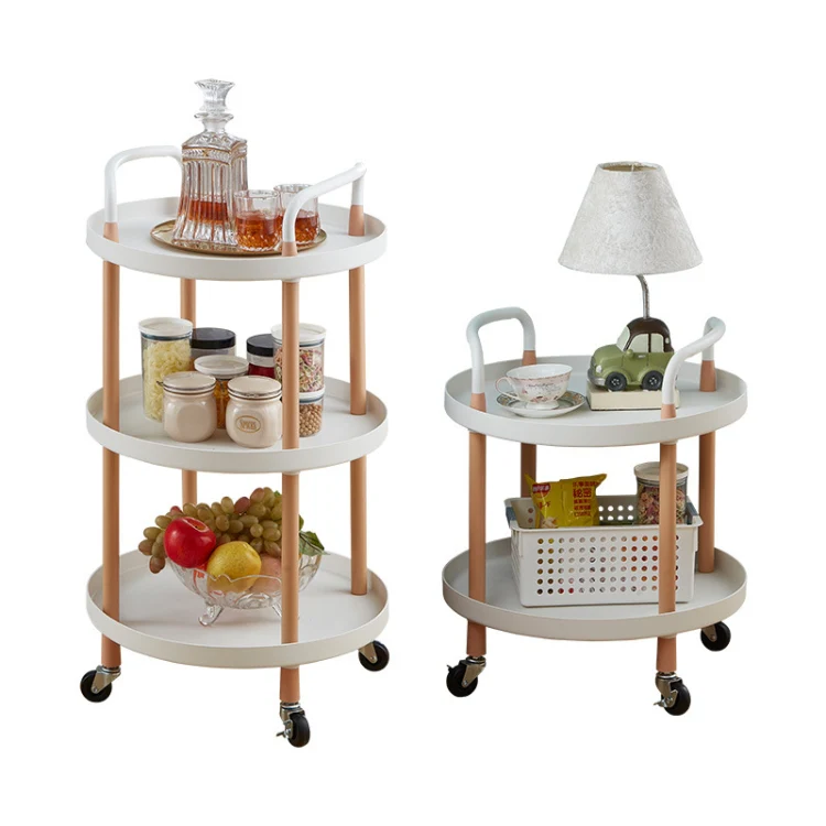 Luxury Movable Trolley Simple Kitchen Living Room Storage Tea Set Rack, Size:Three Layers(Athens White) - Image 2