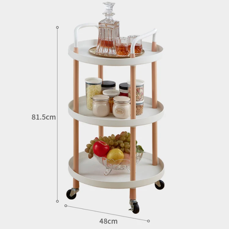 Luxury Movable Trolley Simple Kitchen Living Room Storage Tea Set Rack, Size:Three Layers(Athens White) - Image 3