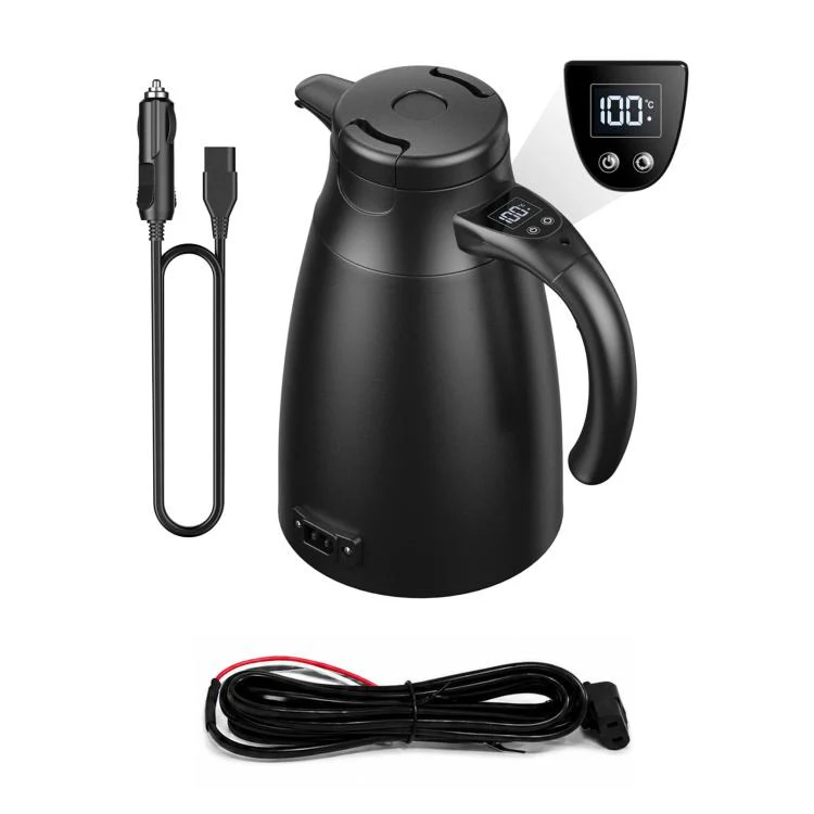 LY1200 12V/24V Universal Digital Display Car Kettle 1.2L Stainless Steel Electric Water Kettle, Spec: Kettle + 4m Cable
