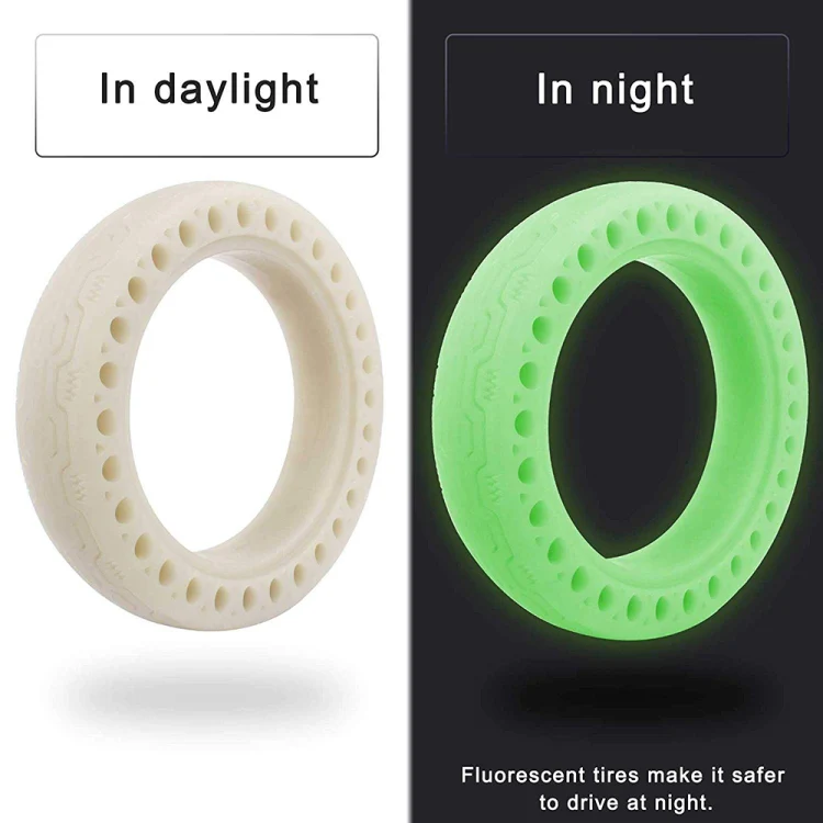M0137 For Xiaomi Mijia M365 Electric Scooter Accessories 8.5 inch Shock-absorbing Pattern Honeycomb Solid Tire Fluorescent Tire(Fluorescent Green) - Image 3