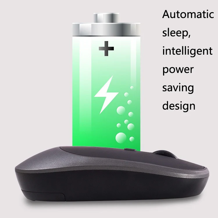 M030 4 Keys 1600DPI Laptop Office Mute Mouse, Style: Double Mode (Gray) - Image 4