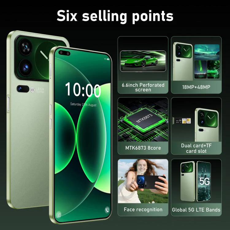 M17 Pro Max / C300, 8GB+128GB, 6.6 inch Android 10 MTK6873 Octa Core, Network: 5G, Dual SIM, Plug:UK Plug(Green) - Image 5