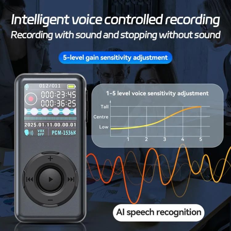M21 Business Collar Style Voice Recorder with 0.85-inch TFT Display, Memory:32GB(Dark Grey) - Image 5