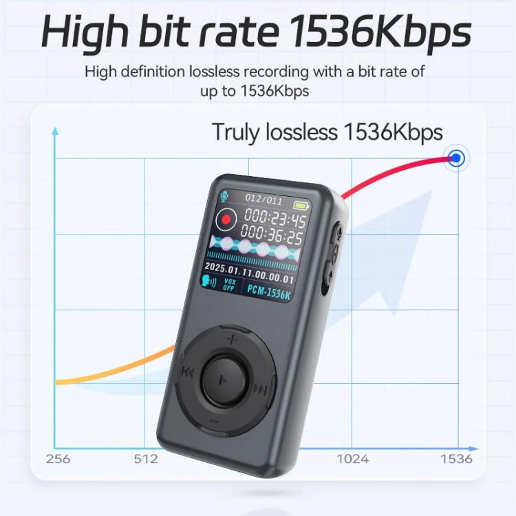 M21 Business Collar Style Voice Recorder with 0.85-inch TFT Display, Memory:64GB(Dark Grey) - Image 6