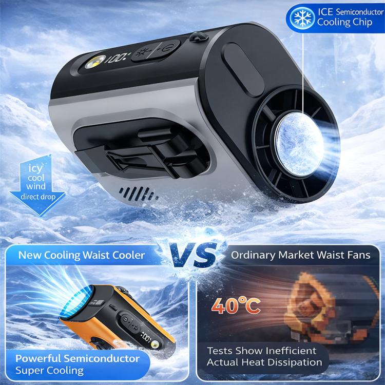 M376 Ice Compress Waist-Hung High Speed Mini Fan 3600mAh Battery(Grey) - Image 3