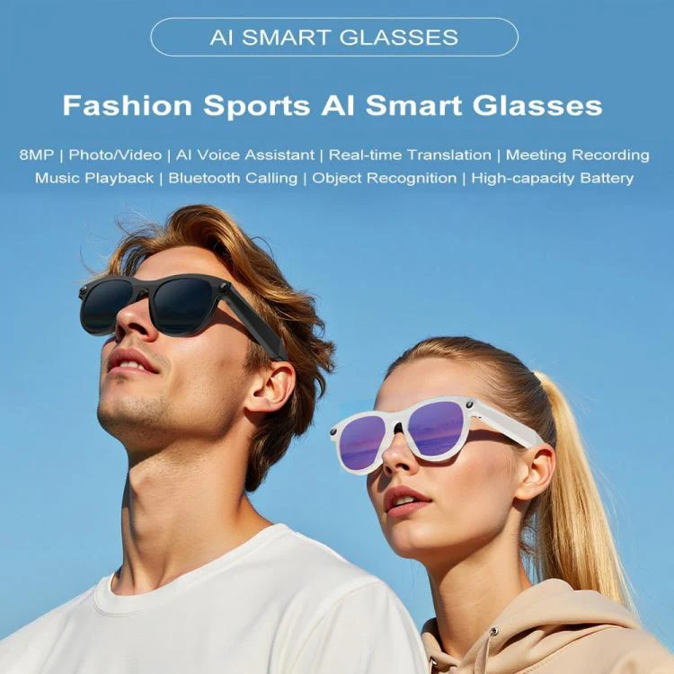 M88-S 8MP AI Smart Glasses, Support Bluetooth Call / AI Voice Assistant / Music Control(White Black) - Image 5