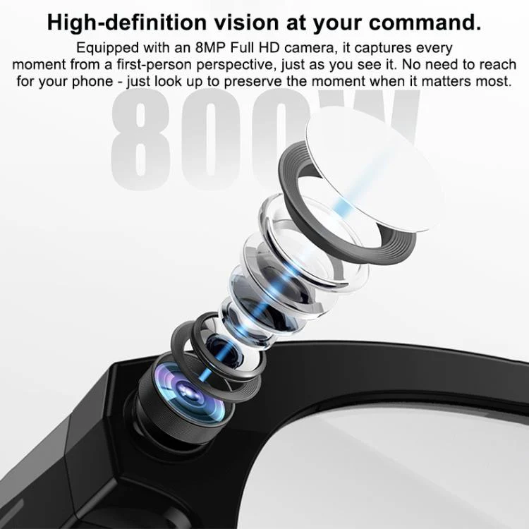 M88-S 8MP AI Smart Glasses, Support Bluetooth Call / AI Voice Assistant / Music Control(White Blue) - Image 6