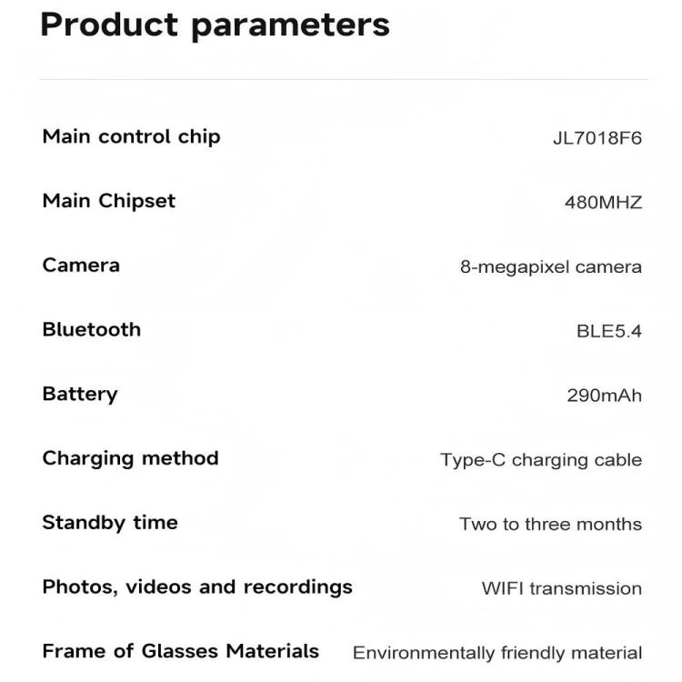 M88-S 8MP AI Smart Glasses, Support Bluetooth Call / AI Voice Assistant / Music Control(White Transparent) - Image 12