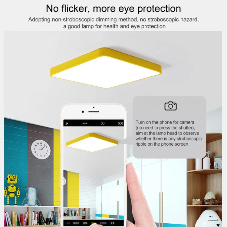 Macaron LED Rectangle Ceiling Lamp, Stepless Dimming, Size:110x70cm(Black) - Image 5