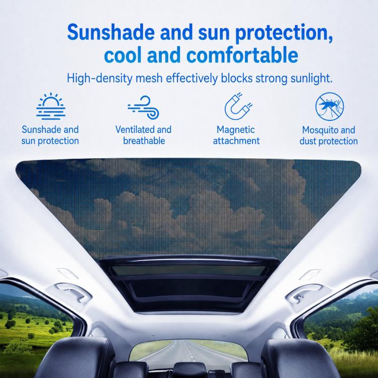 Magnetic Car Sunroof Mesh Shade Heat Insulation Sun & Mosquito Protection Net For Roof, Size: S - Image 6