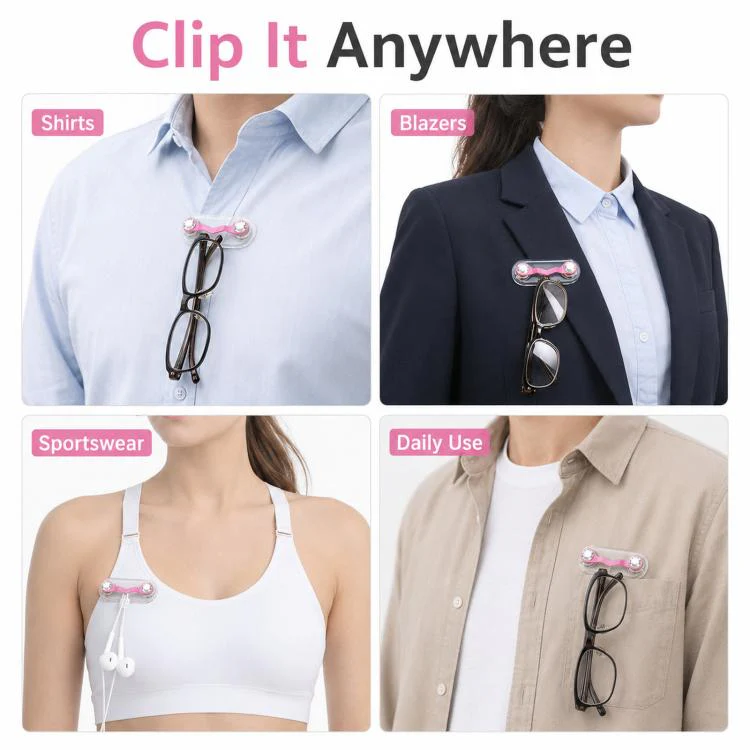 Magnetic Glasses Holder Magnetic Brooch Number Plate Headset Glasses Clip, Color: Pink Foundation With White Diamonds - Image 7