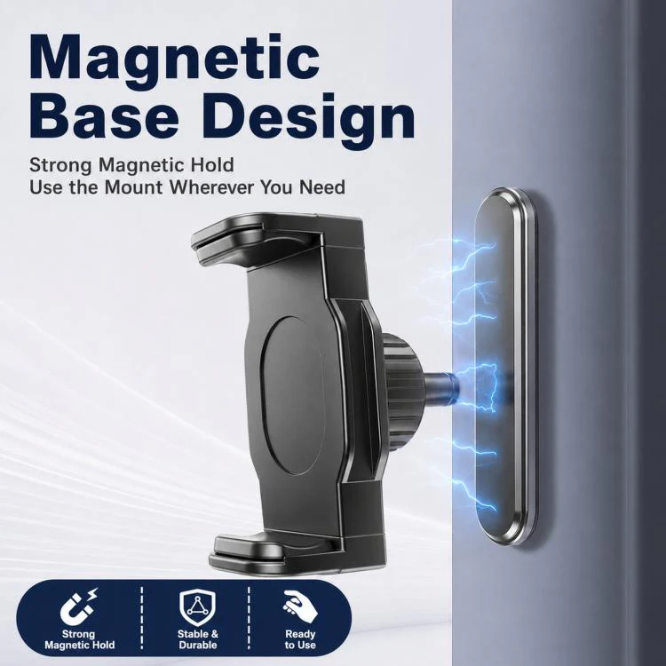Magnetic Gym Phone Holder with Clip 360-degree Rotatable Workout Phone Mount C20C-J2(Black) - Image 3