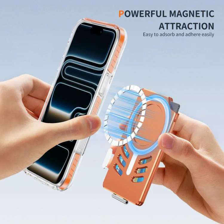 Magnetic Metal Card Clip Bag with Foldable Holder(Orange) - Image 3