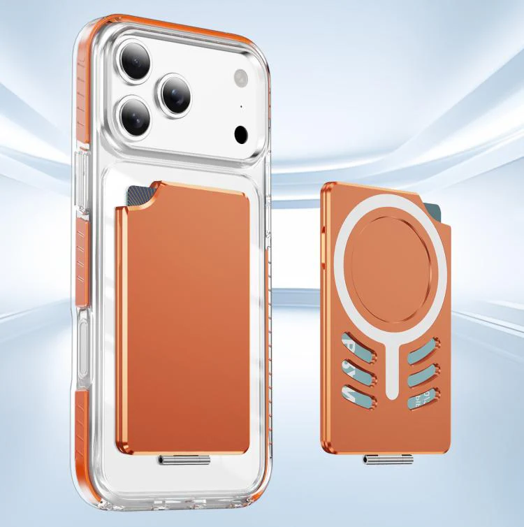 Magnetic Metal Card Clip Bag with Foldable Holder(Orange) - Image 7