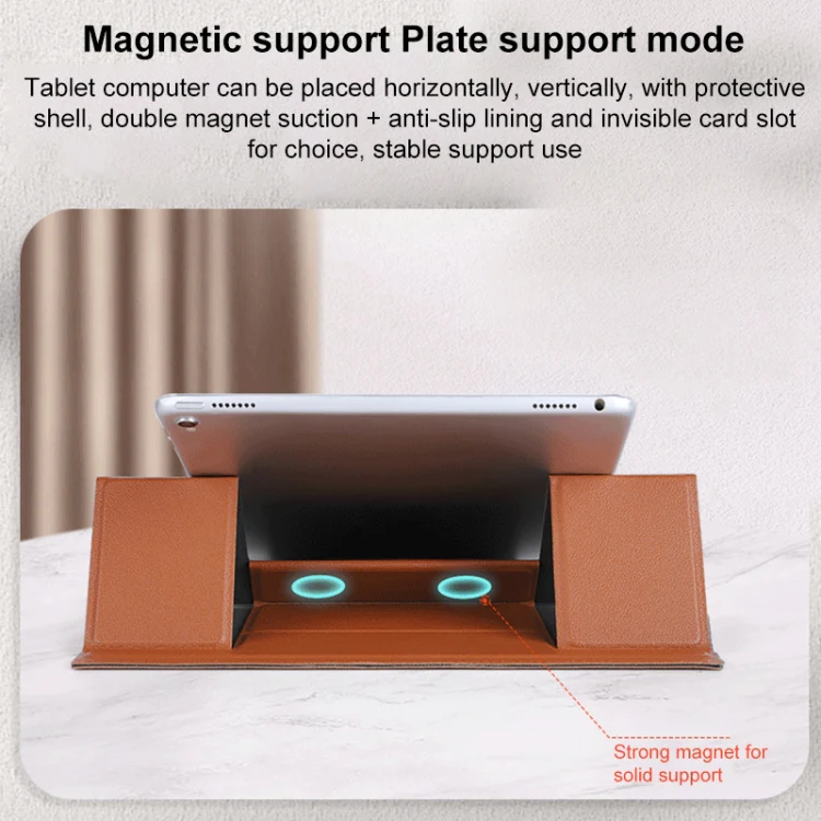 Magnetic PU Leather Tablet Laptop Folding Holder(Black) - Image 9
