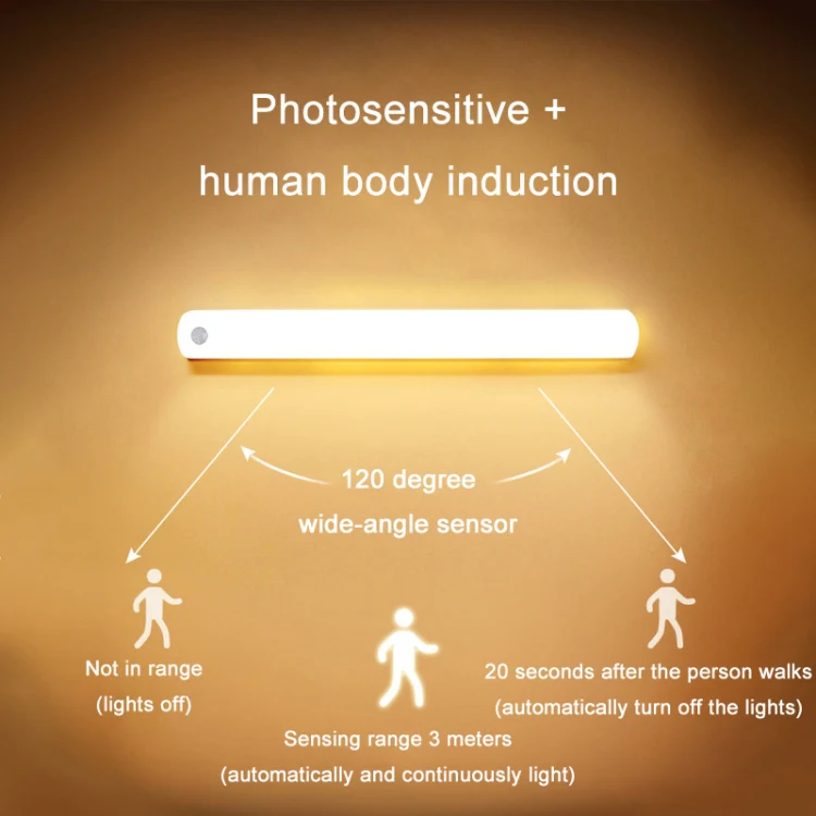 Magnetic Rechargeable Cabinet Bedside Human Body Induction Lamp, Specification: 200 mAh Without Switch 15cm(Yellow Light) - Image 4