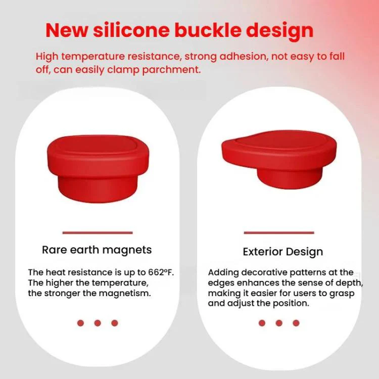Magnetic Silicone Buckle for Air Fryer Parchment Paper Heat Resistant Liner Clips Flower Black - Image 5