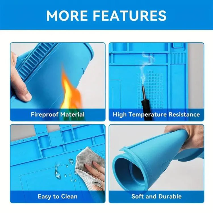 Magnetic Silicone Soldering Mat Heat Resistant Work Mat for Electronics Repair  17.7 x 11.8 Inch(603 Grey) - Image 3