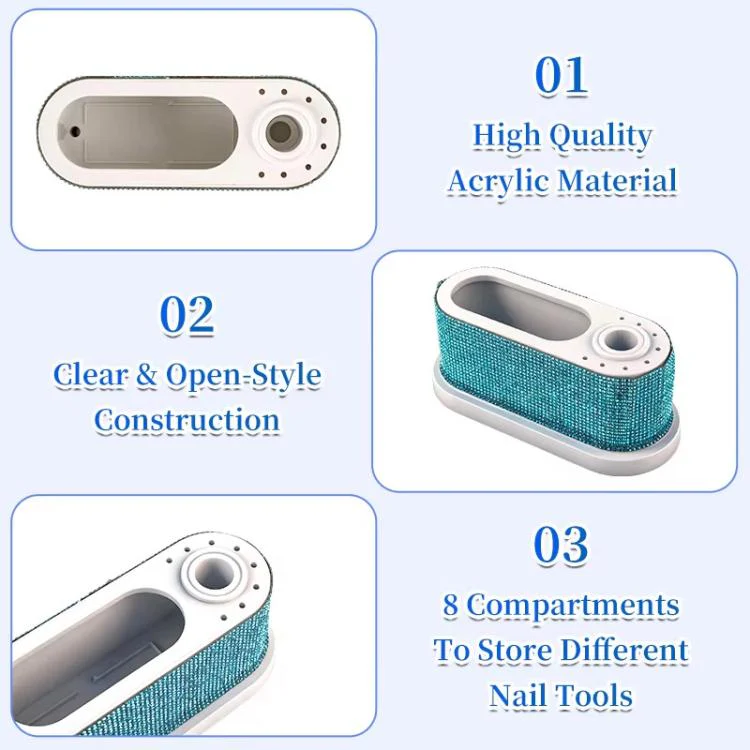 Manicure File Small Storage Case Manicure Machine Accessories File Heads Universal Storage Tool B(Blue) - Image 3