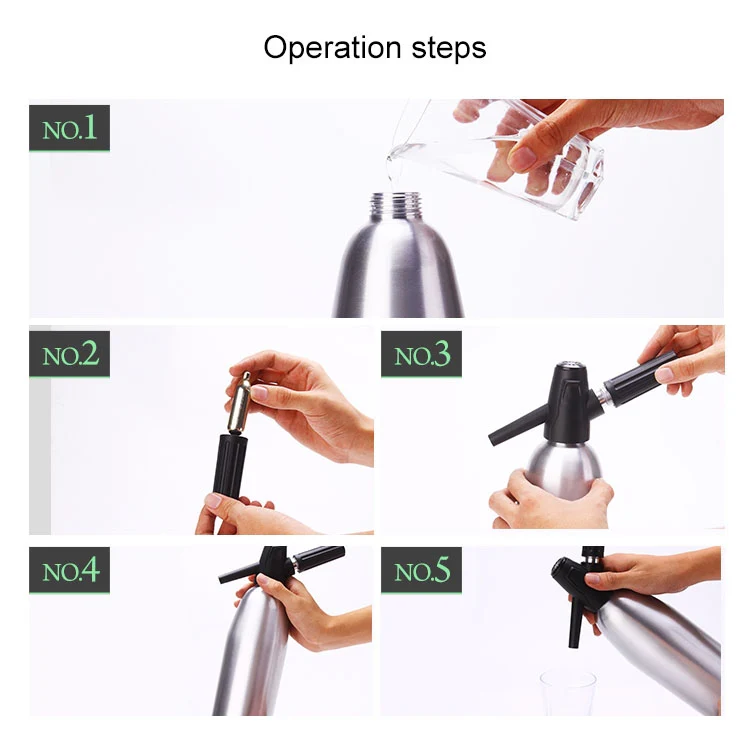 Manual Soda Siphon CO2 Dispenser Water Bubble Generator Cool Drink Cocktail Soda Machine Aluminum Bar DIY Soda Maker, Capacity: 1L(Red) - Image 8