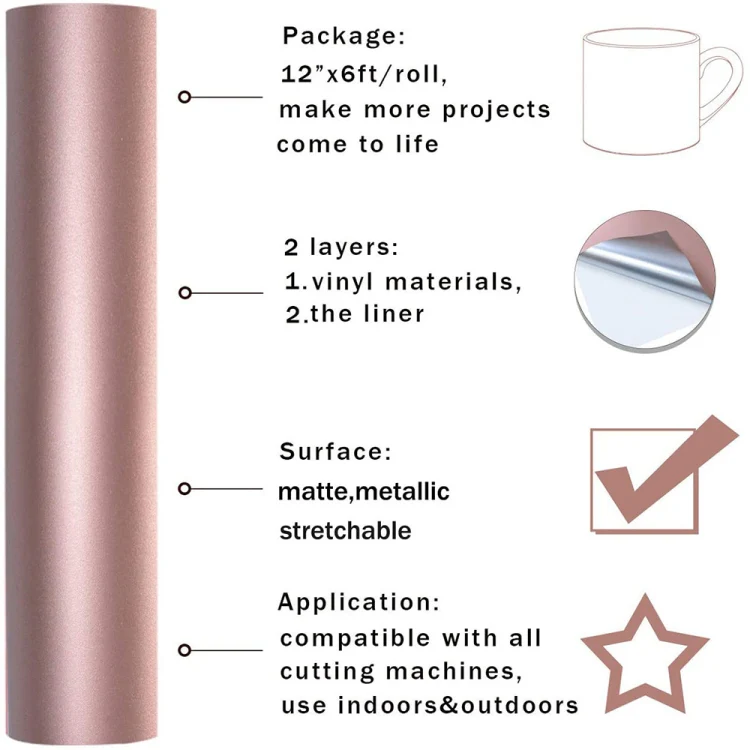 Matte Metal Self Adhesive Vinyl Lettering Sticker Cup Sticker Car Sticker, Size: 30x150cm(Gold) - Image 3