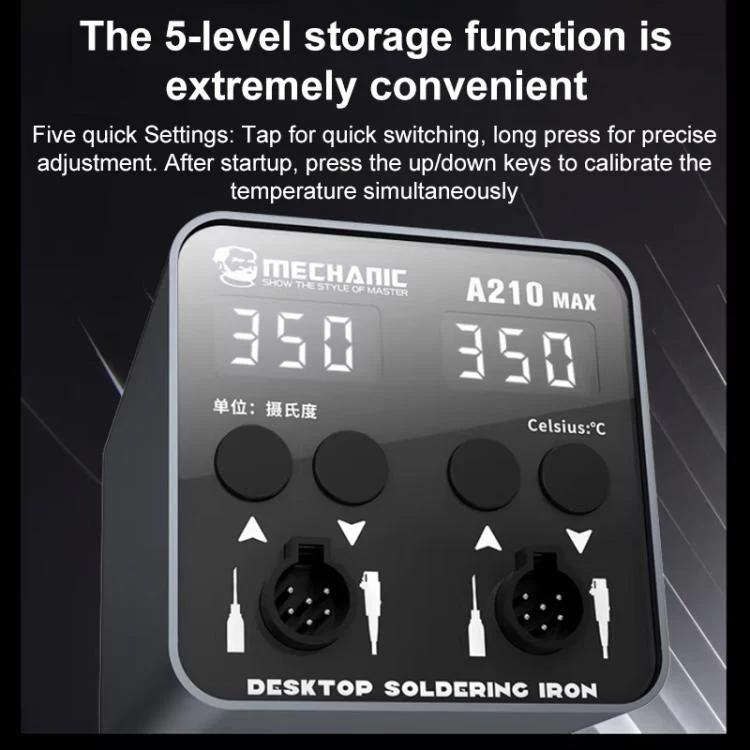 MECHANIC A210 Max Intelligent Constant Temperature Double-station Soldering Station, Plug:EU Plug - Image 3