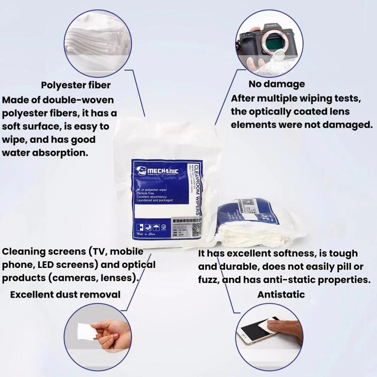 MECHANIC HK4090 Microfiber Lint-Free Cloth For Screen & Lens Cleaning, Industrial Dust Wiping Cloth, Spec: 12 inch 100pcs - Image 6