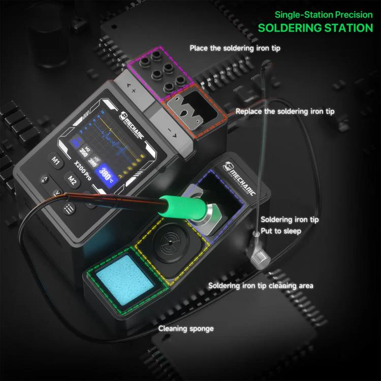 MECHANIC X200 Pro Pen-Style Smart Temperature-Adjustable Soldering Station, Plug:US Plug - Image 9