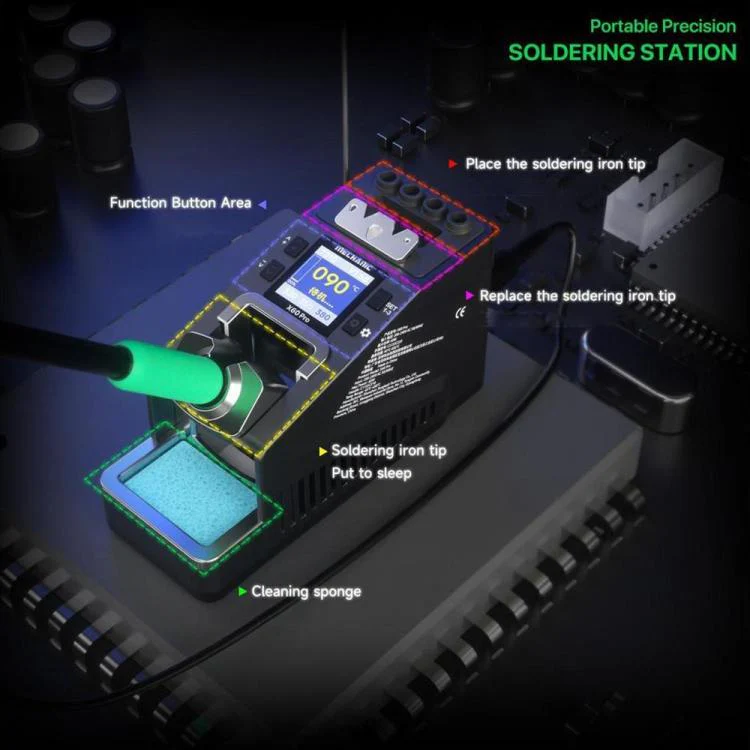 MECHANIC X60 Pro Portable Precision Soldering Station Compatible with 115 / 210 Soldering Handles, Plug:EU Plug - Image 5