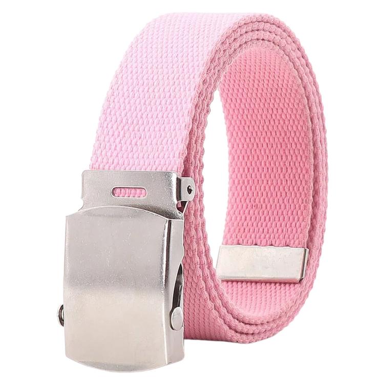 Men Canvas Web Belt 32mm Narrow Casual Belts With Slider Automatic Buckle, Length: 125cm(Pink)